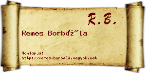Remes Borbála névjegykártya